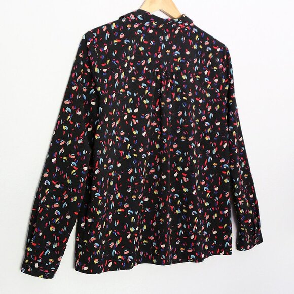 Cabi Ferris Button Front Shirt Blouse Top M #3423 Colorful Feather Confetti Mod - Picture 4 of 14
